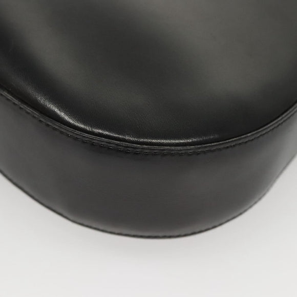 Salvatore Ferragamo Gancini Shoulder Bag Leather Black Silver Auth BA2413