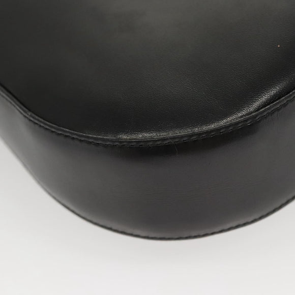 Salvatore Ferragamo Gancini Shoulder Bag Leather Black Silver Auth BA2413
