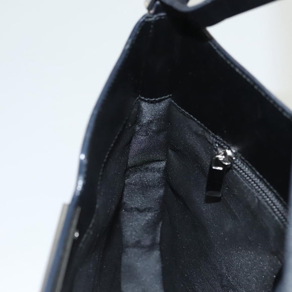 Salvatore Ferragamo Gancini Shoulder Bag Leather Black Silver Auth BA2413