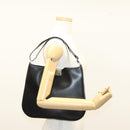 Salvatore Ferragamo Gancini Shoulder Bag Leather Black Silver Auth BA2413-21