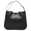 Salvatore Ferragamo Gancini Shoulder Bag Leather Black Silver Auth BA2413-13