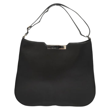 Salvatore Ferragamo Gancini Shoulder Bag Leather Black Silver Auth BA2413 - 0