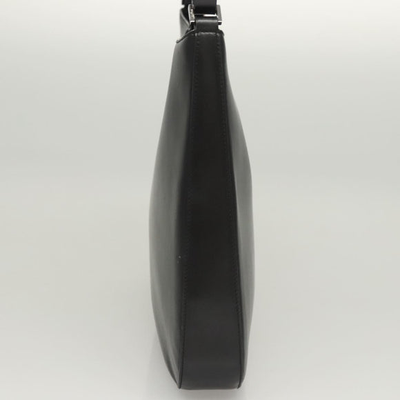 Salvatore Ferragamo Gancini Shoulder Bag Leather Black Silver Auth BA2413