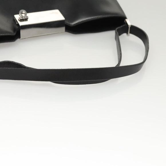 Salvatore Ferragamo Gancini Shoulder Bag Leather Black Silver Auth BA2413
