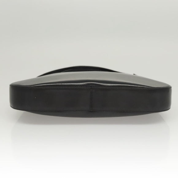 Salvatore Ferragamo Gancini Shoulder Bag Leather Black Silver Auth BA2413