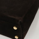 Salvatore Ferragamo Gancini Hand Bag Suede 2way Black Gold Auth BA2414-16