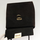 Salvatore Ferragamo Gancini Hand Bag Suede 2way Black Gold Auth BA2414-10
