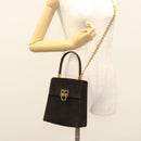 Salvatore Ferragamo Gancini Hand Bag Suede 2way Black Gold Auth BA2414-24