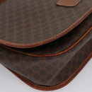CELINE Macadam Canvas Shoulder Bag PVC Leather Brown Auth BA242-10
