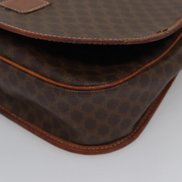 CELINE Macadam Canvas Shoulder Bag PVC Leather Brown Auth BA242