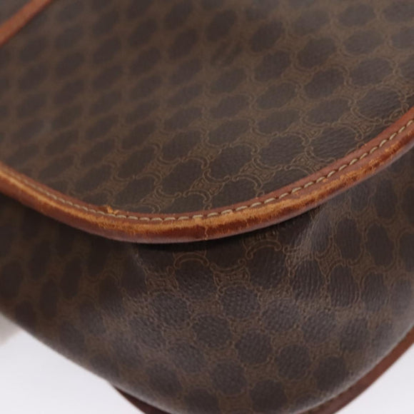 CELINE Macadam Canvas Shoulder Bag PVC Leather Brown Auth BA242