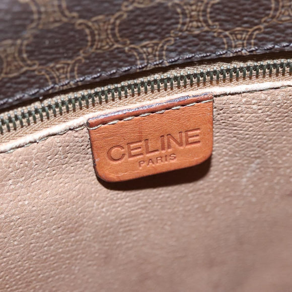 CELINE Macadam Canvas Shoulder Bag PVC Leather Brown Auth BA242
