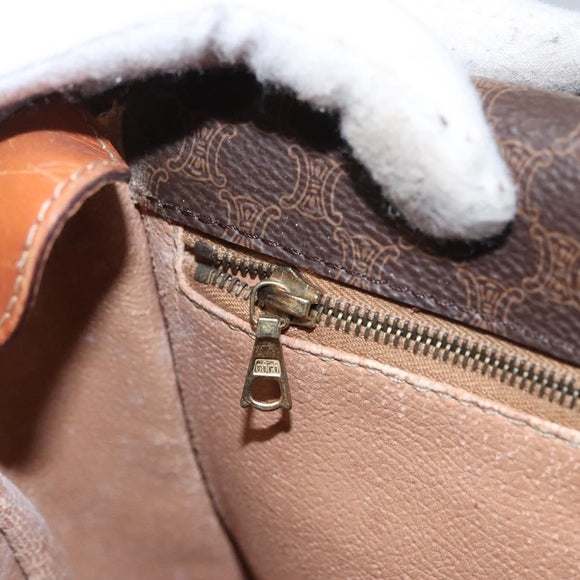 CELINE Macadam Canvas Shoulder Bag PVC Leather Brown Auth BA242