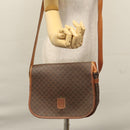 CELINE Macadam Canvas Shoulder Bag PVC Leather Brown Auth BA242-23