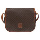 CELINE Macadam Canvas Shoulder Bag PVC Leather Brown Auth BA242-13