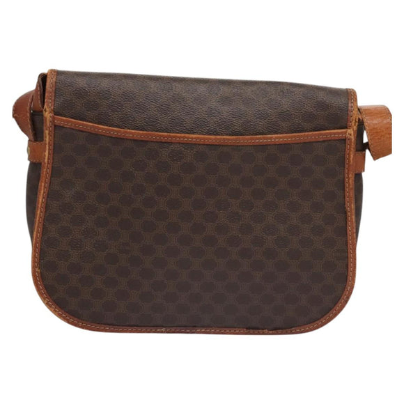 CELINE Macadam Canvas Shoulder Bag PVC Leather Brown Auth BA242