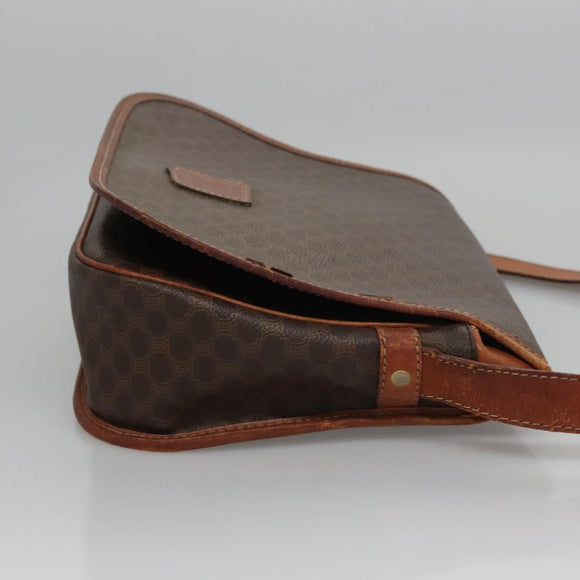 CELINE Macadam Canvas Shoulder Bag PVC Leather Brown Auth BA242