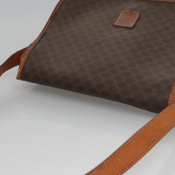 CELINE Macadam Canvas Shoulder Bag PVC Leather Brown Auth BA242