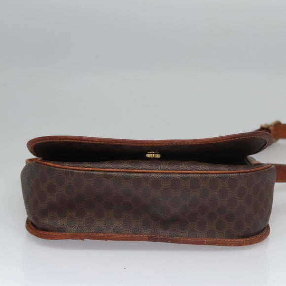 CELINE Macadam Canvas Shoulder Bag PVC Leather Brown Auth BA242