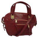 Chloe Angie Hand Bag Leather 2way Red Gold Auth BA2421-1
