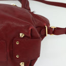 Chloe Angie Hand Bag Leather 2way Red Gold Auth BA2421-16