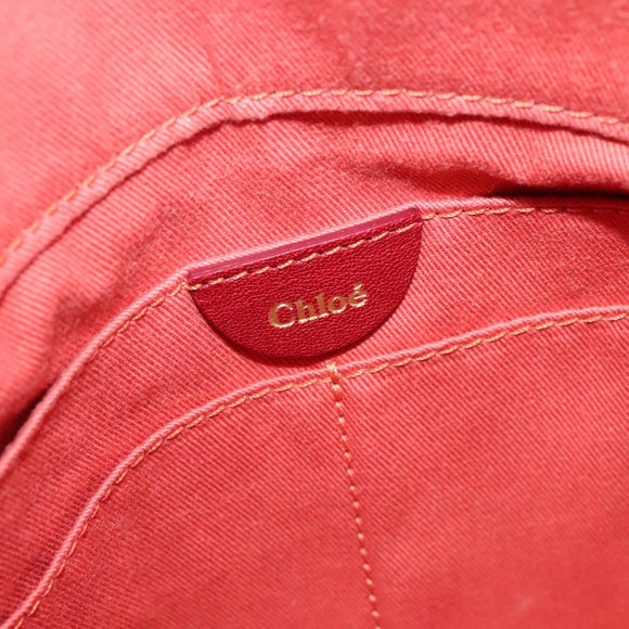 Chloe Angie Hand Bag Leather 2way Red Gold Auth BA2421