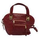 Chloe Angie Hand Bag Leather 2way Red Gold Auth BA2421-13