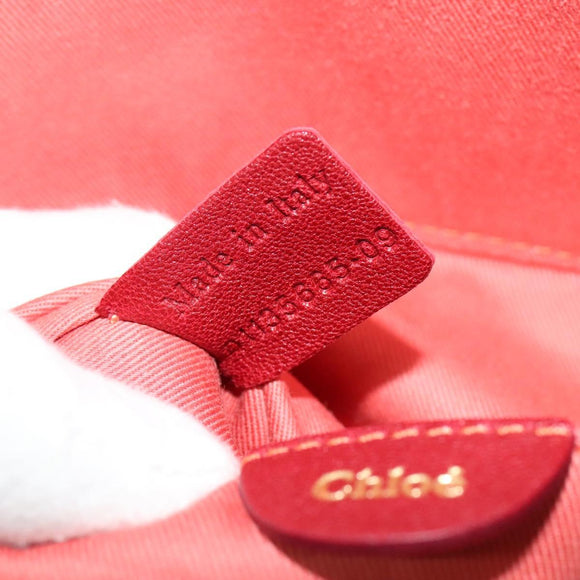 Chloe Angie Hand Bag Leather 2way Red Gold Auth BA2421