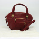 Chloe Angie Hand Bag Leather 2way Red Gold Auth BA2421-12