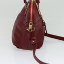 Chloe Angie Hand Bag Leather 2way Red Gold Auth BA2421-3
