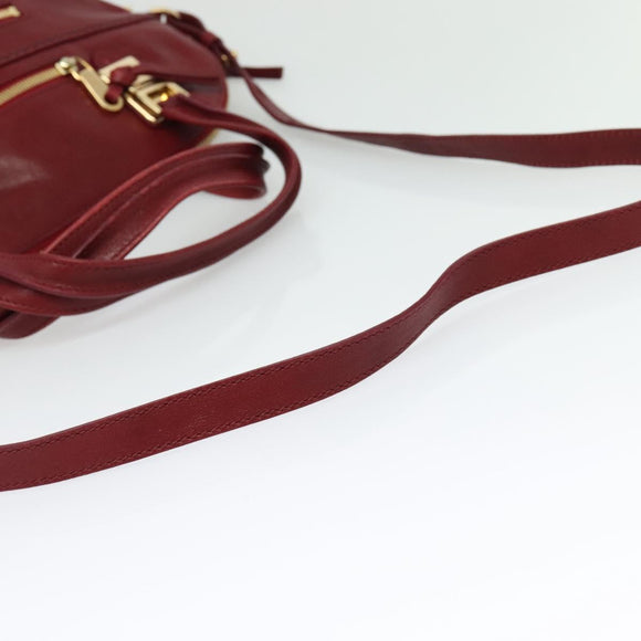 Chloe Angie Hand Bag Leather 2way Red Gold Auth BA2421