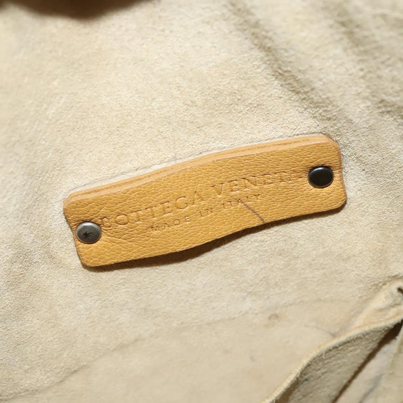 BOTTEGA VENETA INTRECCIATO Shoulder Bag Leather Yellow Silver Auth BA2424