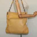 BOTTEGA VENETA INTRECCIATO Shoulder Bag Leather Yellow Silver Auth BA2424-21