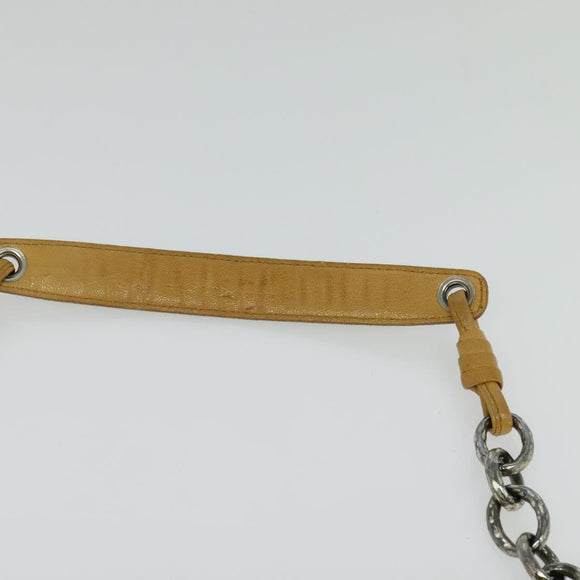 BOTTEGA VENETA INTRECCIATO Shoulder Bag Leather Yellow Silver Auth BA2424