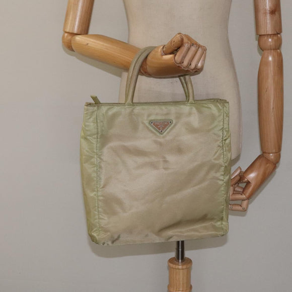PRADA Hand Bag Nylon Beige Auth BA2425