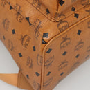 MCM Logogram Vicetos Backpack PVC Leather Brown Gold Auth BA2428-16
