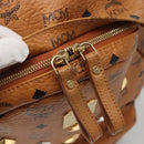 MCM Logogram Vicetos Backpack PVC Leather Brown Gold Auth BA2428-19