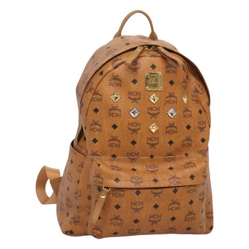 MCM Logogram Vicetos Backpack PVC Leather Brown Gold Auth BA2428