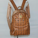 MCM Logogram Vicetos Backpack PVC Leather Brown Gold Auth BA2428-27
