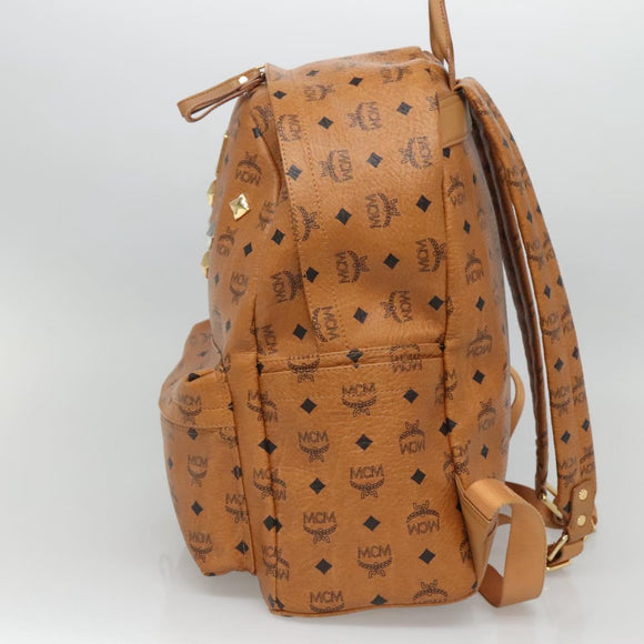 MCM Logogram Vicetos Backpack PVC Leather Brown Gold Auth BA2428