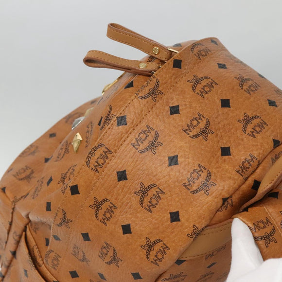 MCM Logogram Vicetos Backpack PVC Leather Brown Gold Auth BA2428
