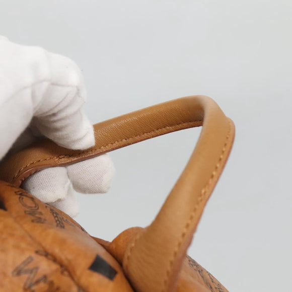 MCM Logogram Vicetos Backpack PVC Leather Brown Gold Auth BA2428