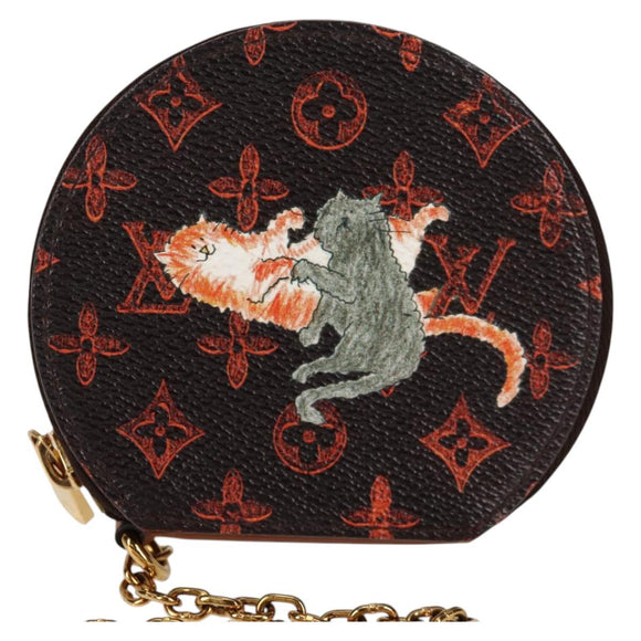 LOUIS VUITTON Catgram Chain Micro Powat Chapeau Coin Purse M63886 Auth BA2436M