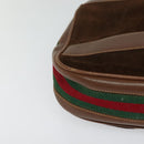 GUCCI Web Sherry Line Shoulder Bag Suede Brown Gold Auth BA2437-14