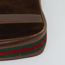 GUCCI Web Sherry Line Shoulder Bag Suede Brown Gold Auth BA2437-9