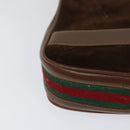 GUCCI Web Sherry Line Shoulder Bag Suede Brown Gold Auth BA2437-15