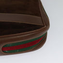GUCCI Web Sherry Line Shoulder Bag Suede Brown Gold Auth BA2437-16