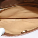 GUCCI Web Sherry Line Shoulder Bag Suede Brown Gold Auth BA2437-10