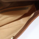 GUCCI Web Sherry Line Shoulder Bag Suede Brown Gold Auth BA2437-17