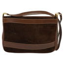 GUCCI Web Sherry Line Shoulder Bag Suede Brown Gold Auth BA2437-2
